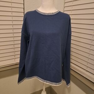 Navy Blue Striped Women's Sweatshirt